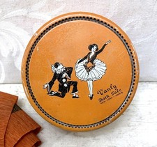 Rare Small Antique Powder Tin Halloween Colors Costume Ball Pierrot Vintage picture