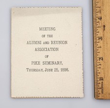 1896 Pike Seminary Alumni And Reunion Association Meeting Program Wyoming Co. NY picture