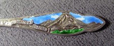 Enameled Sterling Silver Mt Rainier Seattle Souvenir Spoon picture