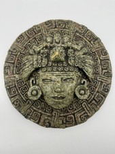 Vintage Aztec/Mayan Warrior – Crushed Malachite Stone Resin, Tribal Wall Decor picture
