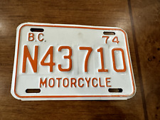 Vintage Antique 1974 British Columbia Canada Motorcycle License Plate   T-1016 picture