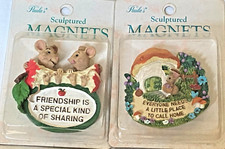 Vtg Paula's Sculpted Cute Mose Mice Mushroom Friendship Collectible Magnets~ New picture