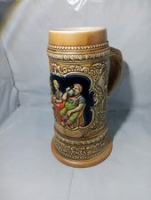 Vintage Ceramarte Beer Stein Tavern Scene Relief Made in Brazil German Style Mug picture