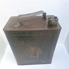 Vintage Shell Motor Spirit 2 Gallon Petrol Can Shell Mex Cap Clamshell picture