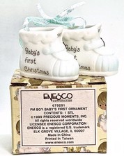 1999 PRECIOUS MOMENTS BABY’S FIRST CHRISTMAS ORNAMENT ~ Boy Blue Booties NOS Box picture