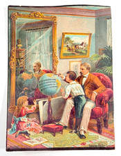 RARE 1890's Large McCormick harvesting trade card tractor father geography picture