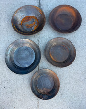 Lot of 5 Vintage Steel Gold Panning Pans Prospecting Mining Rustic Wall Decor picture