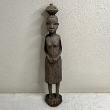 Antique African Tribal Fertility Woman Mother Female Wood Statue Figure picture