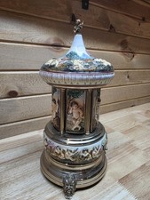 Vintage Brevettato Italian Cherub Musical Cigarette Or Lipstick Carousel 15” T picture
