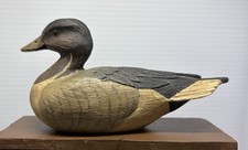Vtg 1985 Small Wood Duck Decoy Pintail Drake Hand Carved/Painted Signed 6x3x2in picture