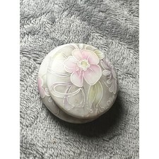 Vintage Limoges Porcelain Trinket Box Pastel Floral Round France Signed 2.5