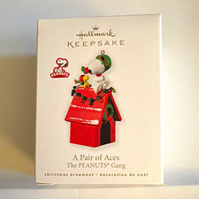 Hallmark Keepsake Peanuts Snoopy & Woodstock A Pair of Aces Christmas Ornament picture