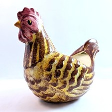 Vintage 1961 LA Potteries Ceramic Hen Chicken Planter Serving Dish California picture
