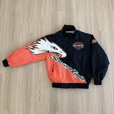 Vintage Harley Davidson Screamin’ Eagles Flame Bomber Zip Up Biker Jacket RARE picture
