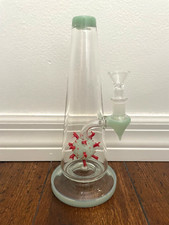 8” Premium Glass Water Pipe Corona Disco Perc Mint Green 14mm picture