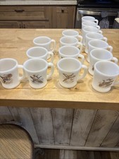 Fire King USA Pheasant ,Goose, Game Bird Coffee Mugs with D handle Set Of 15VTG picture