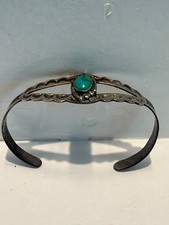 Pawn Navajo  American Indian Sterling Silver  Turquoise  Small  Size Bracelet picture