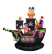 7 FT Halloween Inflatable Skeleton Ghosts Pirate Ship Outdoor Lighted Decor picture