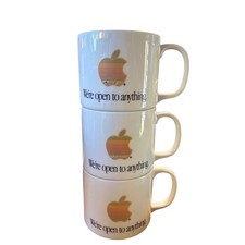 Vintage Apple Computer Rainbow Logo Mug Set of 3 We're Open To Anything Retro picture