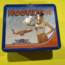 Original Vintage 1990s Hooters Air Owl Metal Lunchbox W Thermos Adult Fathers picture