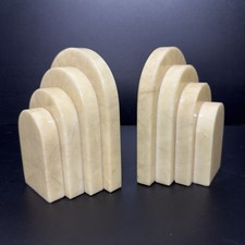 Vintage Italian Alabaster Stacked Arched Book Ends picture