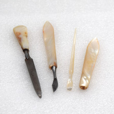 Collectible Antique Victorian Mother of Pearl 4pcManicure Grooming Set-Restore picture