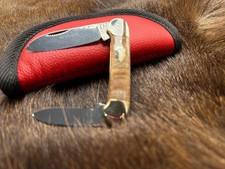 Bulldog Canoe With Fossils Handles Comes Mint In Red Pouch Rare+++ picture