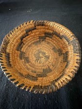 Vintage Tohono O'odham Papago Coiled Basket Bowl Native American Geometric Fret picture