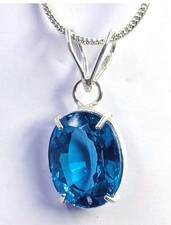 Unique Item 24 Ct Natural Blue Sapphire Pendant Oval Shape 925 Silver IGL 6MHQ picture