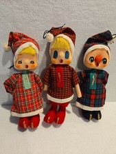 VTG60’s Japan 3 Caroler Stockinette Dolls Magic Eyes: Noel, Christmas, 8