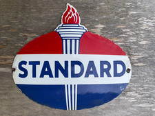 STANDARD AMERICAN porcelain sign vintage gas oil garage 24
