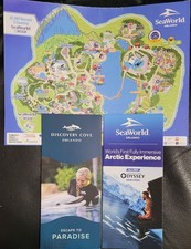 2026 Sea World Orlando Park Guide Map + Sea World and Discovery Cove Brochures picture