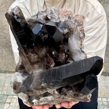 9.92LB Natural Black Smoke Color Quartz Cluster Crystal Specimens Mineral Healin picture