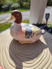 Vintage K's Collection Swan Duck Geese Water Bird Ceramic Trinket Box Dish picture