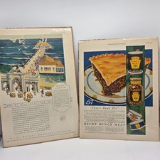 2 Antique 1924 1927 Heinz Print Ads Atlantic City Pier Mince Meat Pie Food Lot picture