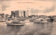 Sheepshead Bay New York City Brooklyn Ocean Avenue Foot Bridge Vtg Postcard H14 picture