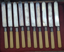 Vintage Landers Frary Clark Etna Works Sterling? Band Butter Knives Set 10 LF&C picture
