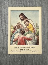 1918 Standard Picture Lesson Card Jesus and the Children Mark 10:13-16 Bible Art picture