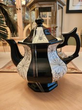 GRACE TEAWARE HALLOWEEN ELEGANT BLACK AND WHITE SPIDER WEB TEAPOT GOTHIC HTF picture