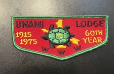 OA Unami Lodge 1 1915-1975 60th Year Flap GRN Bdr. Cradle of Liberty, PA picture