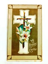 Vintage Postcard A Happy Easter Textured Floral Flower Holiday 1910 picture