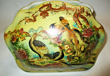 VINTAGE ROYAL SATSUMA HAND PAINTED PORCELAIN TRINKET BOX GOLD MORIAGE DOMED LID picture