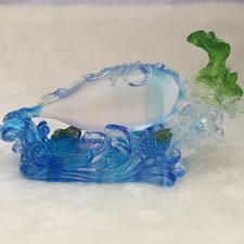 Liuli Crystal Glass White Radish Sculpture w/base Fengshui gift Home Decor Gift picture
