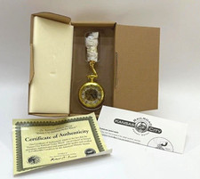 NIB- VTG Kansas City Railroad 150th Anniversary Gold Tone Skeleton Pocket Watch picture