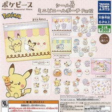 Pokepiece mini vinyl pouch with sticker Capsule Toy 5 Types Full Comp Set Gacha picture