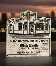 Vintage White Castle Porcelain Sign Buy Them By Sack New York Chicago Detroit picture