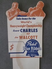 Vintage 1951-1952 Ezzard Charles V Joe Wolctt Pabst Blue Ribbon Beer Boxing picture