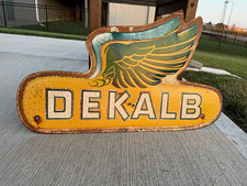 DEKALB Wing Logo Metal Advertising Sign Vintage Embossed picture