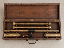 Antique French Brass Surveyor Level 19th Century Surveying Instrument Boxed picture