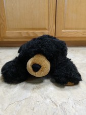 Vintage Swibco Laying Down Black Bear Plush 1990’s Teddy Bear Stuffed Animal 18